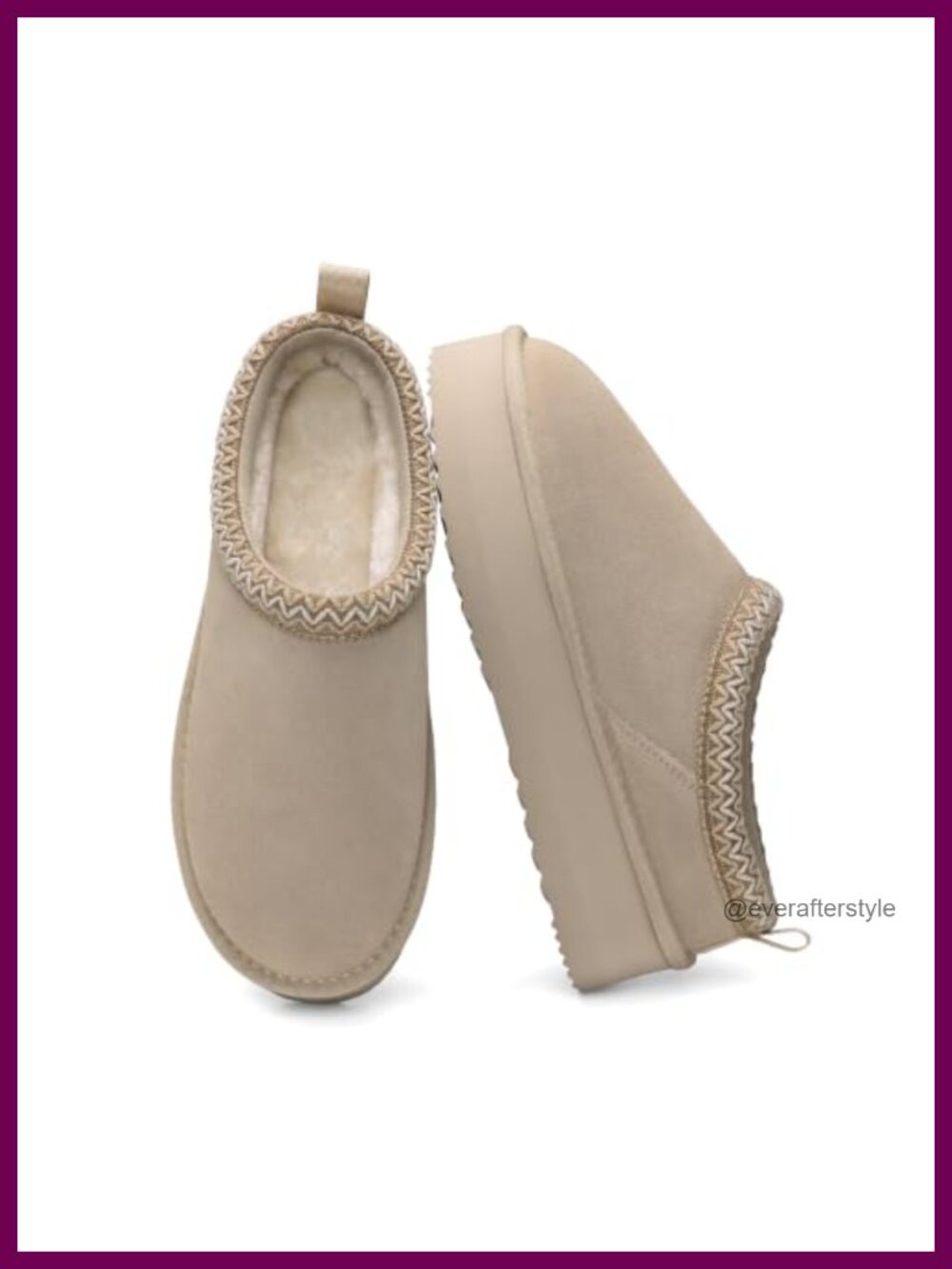Platform Genuine Suede House Slippers Faux Fur Lined